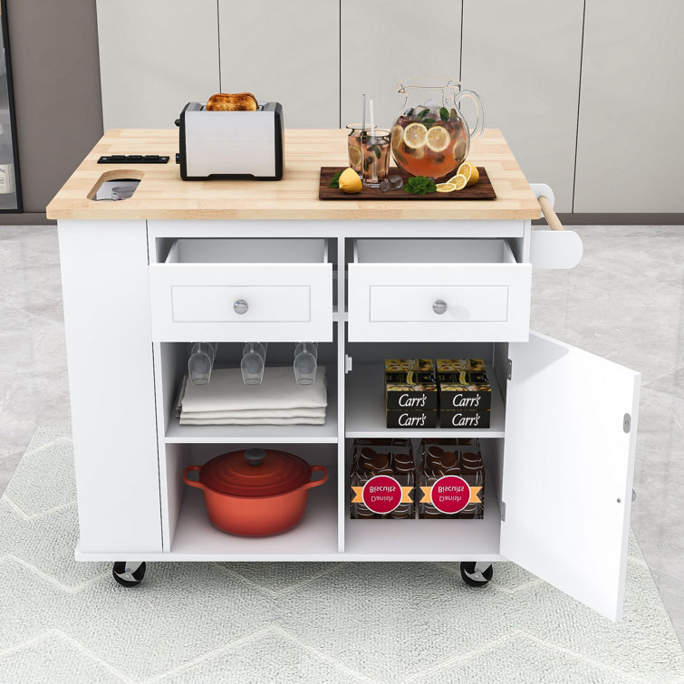 Winston Porter Parveen Kitchen Island with Power Outlet Kitchen